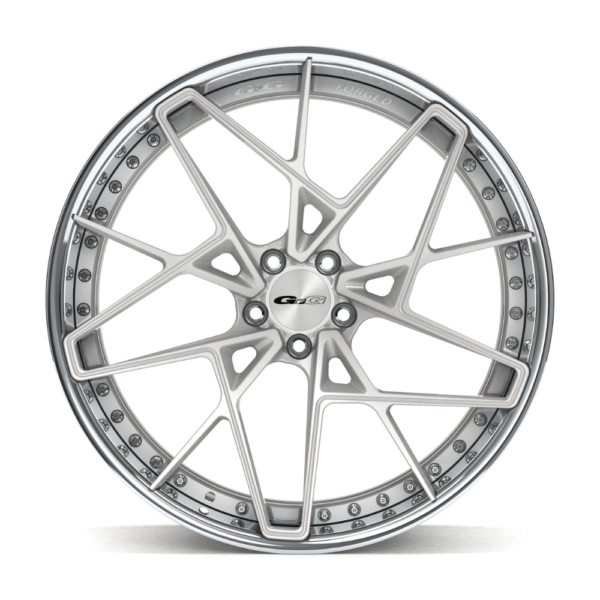 22" GFG FM21-Y Brushed Silver / Clear Coat Center /  Polished Lip - 2 Pcs Forged Wheels - Image 4