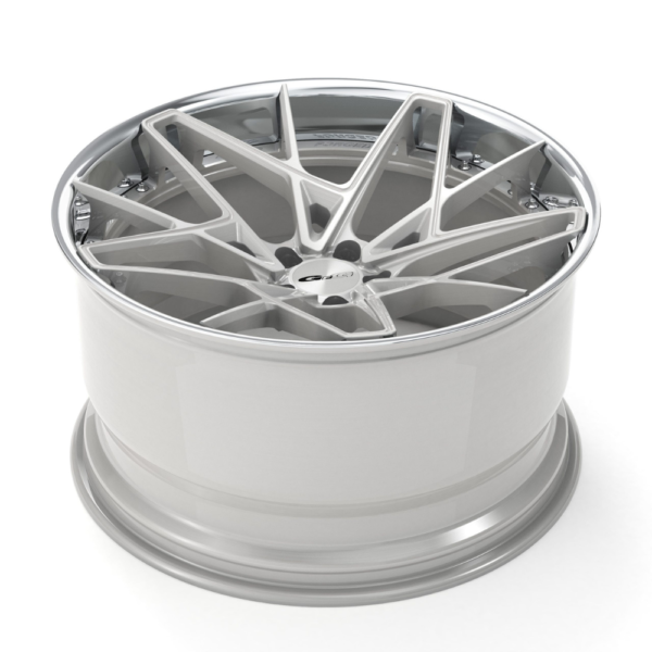 22" GFG FM21-Y Brushed Silver / Clear Coat Center /  Polished Lip - 2 Pcs Forged Wheels - Image 3