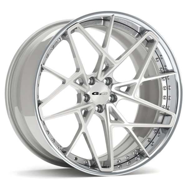 22" GFG FM21-Y Brushed Silver / Clear Coat Center /  Polished Lip - 2 Pcs Forged Wheels