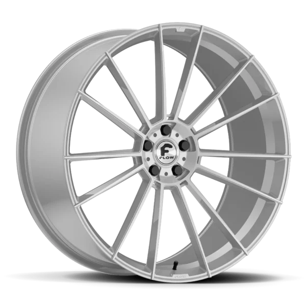 20" Forgiato Flow 002 Silver Machine 5x112 - Set of Staggered Wheels | Rims