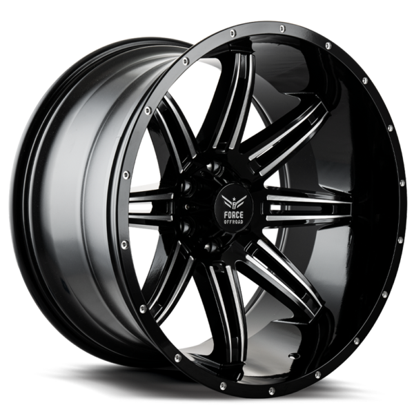 Side front view of 20" wheel Force Offroad F32