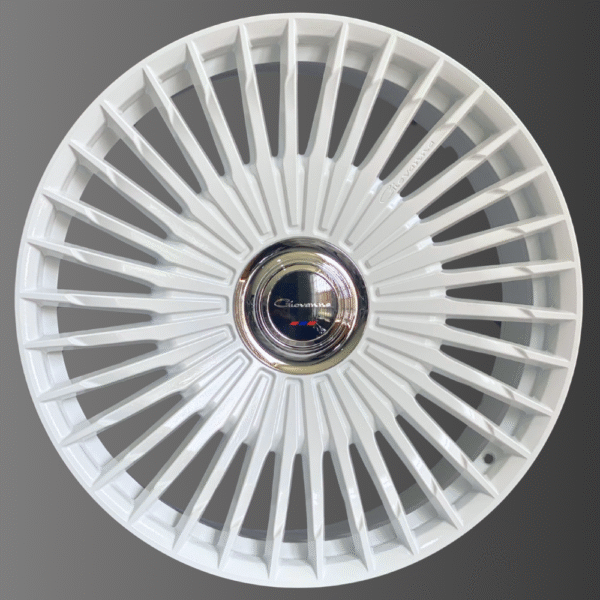 Front view of a Giovanna Tulum wheel on gloss white