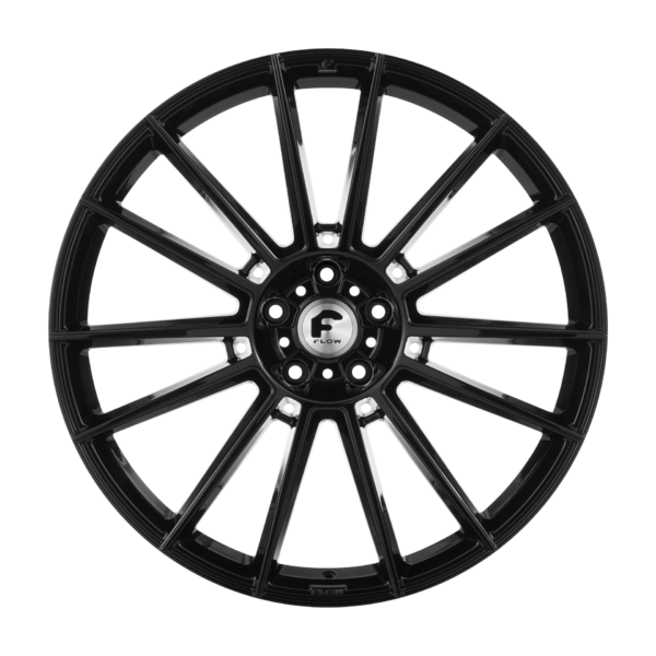 Front view of forgiato flow 002 wheel gloss black