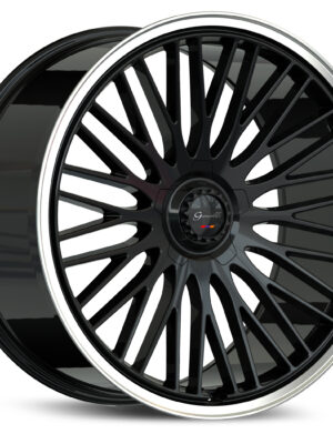 Gianelle Aria wheel, front face Gloss Black and polished lip with the big cap