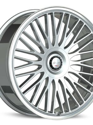 Front view of Gianelle Aria wheel silver machine with polished lip
