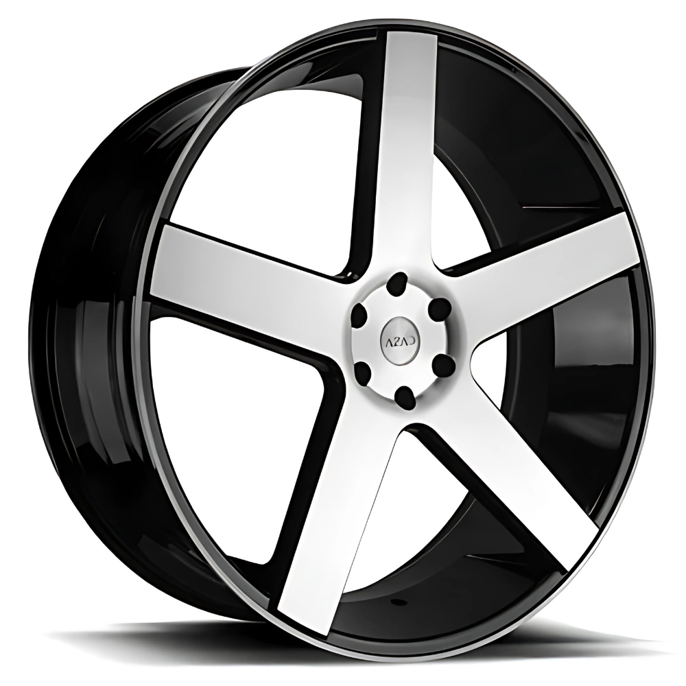 left front view of Azad AZ5198 wheel black machine