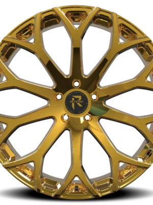 Front view of the Revenge RL-10 wheel gold plated