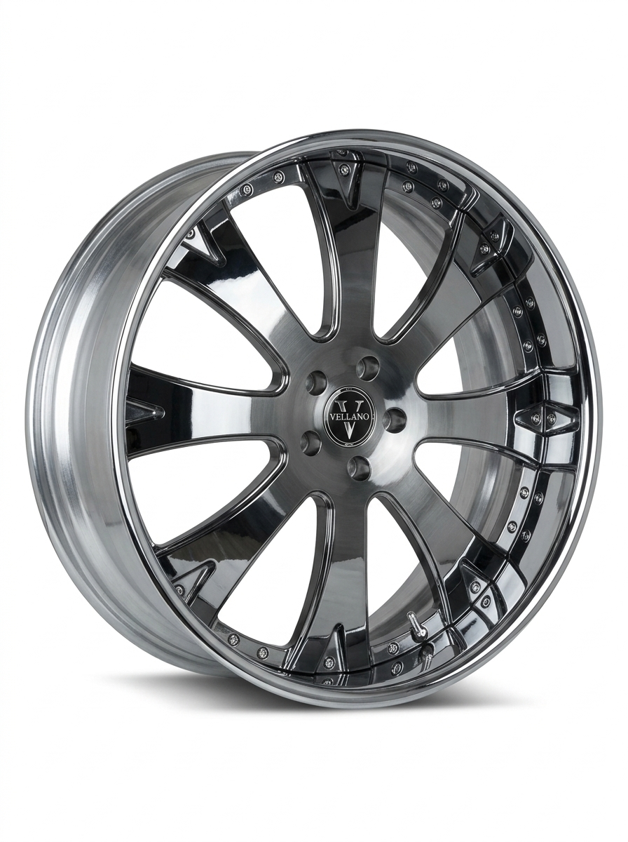 Front side view of Vellano VTA chrome wheel